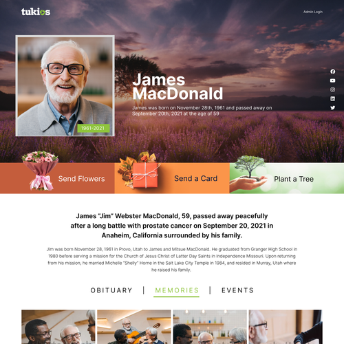 Obituary Page Design, help a family memorialize their loved one Design by Technology Wisdom