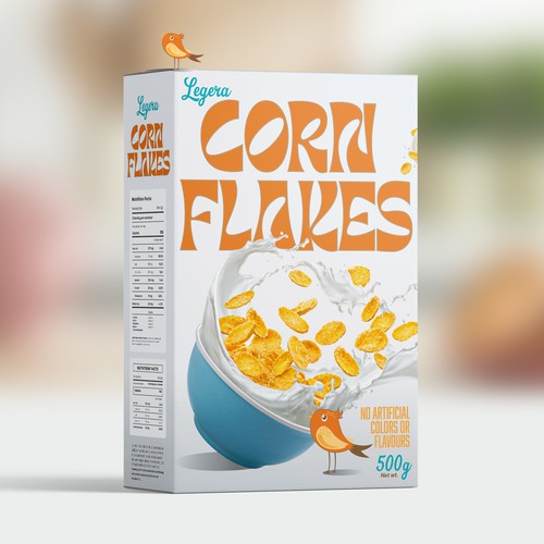 Premium cereal breakfast packaging (Corn Flakes) Design by Glerm Rubini