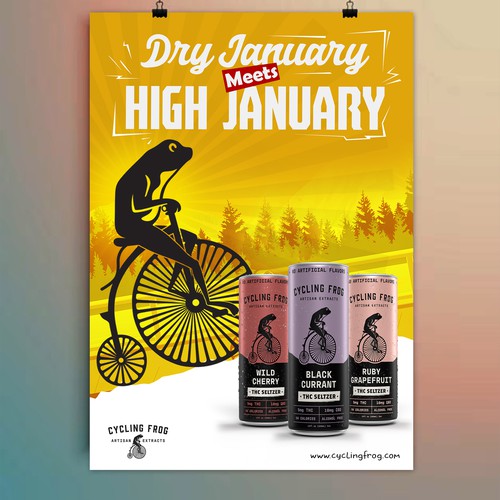 Create a 'Dry January meets High January' poster.  Have Fun, Be Creative, Open to all suggestions. Design by 123Graphics