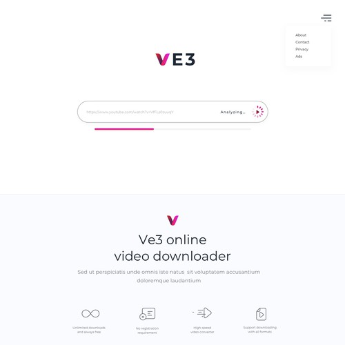 Diseño de VE3 - Simple Video Downloader Website | Google Style de jezz