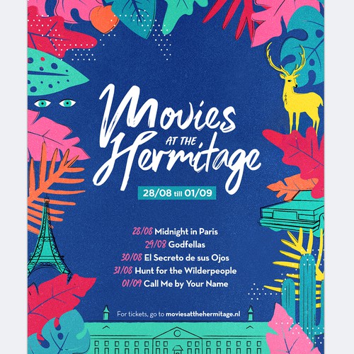 Fun, colorful and laid-back poster for outdoor film festival in historical Amsterdam Design by JGD_Design