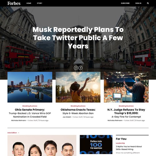 "Redesign Forbes.com Homepage and Story Page" winning  by Logicainfo ♥