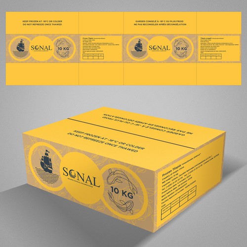 TILAPIA MASTER CARTON WITH YELLOW BACKGROUND Design by WolfBell