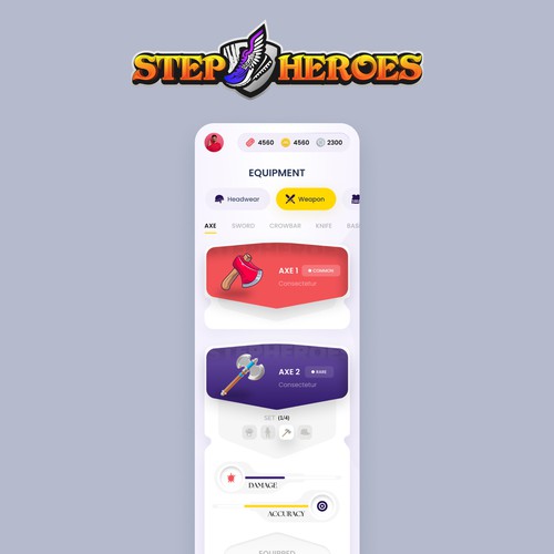 Design the app for StepHeroes, a new and innovate fitness game Design by MercClass