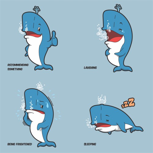 Create a fun Whale-Mascot for my Website about Mobile Phones Design by Bhara T. Aditya