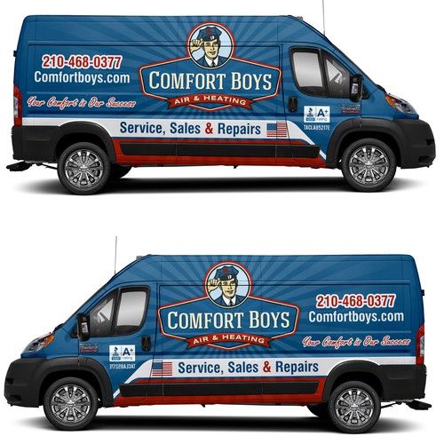 Comfort Boys Service Company New Retro Van Wrap Design Design by ezesol™