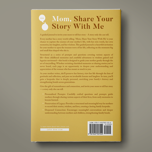 Cover Design for a Guided Journal "Mom, Share Your Story With Me" Design by wildEagles'99