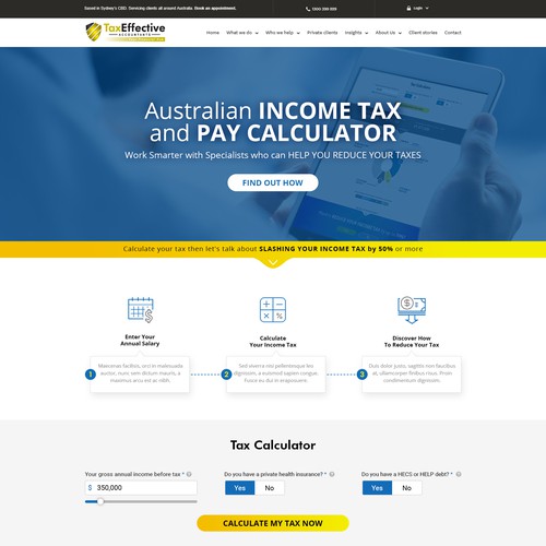 Design A Modern Hip And Easy To Use Tax Calculator Webpage Web