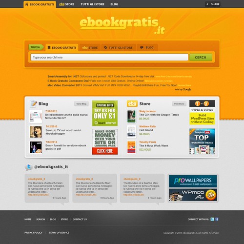 New design with improved usability for EbookGratis.It Réalisé par Sashan