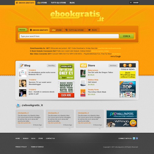 New design with improved usability for EbookGratis.It Design réalisé par Sashan