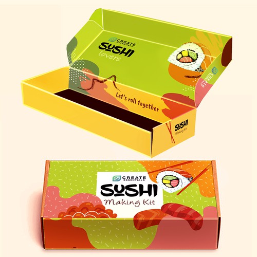 Fun sushi making kit packaging design