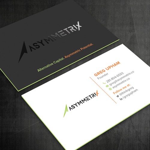 Design a cool, edgey but sophisticated business card for an alternative investment firm. Design von Felix SH