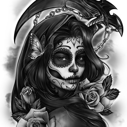 female grim reaper tattoo