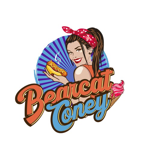 G-Rated Cartoon PinUp Girl girl logo for Retro Coney Hotdog restaurant Design by nindadian