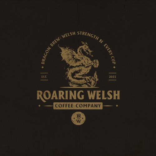 Welsh Coffee Company Logo with Dragon incorporated into the design Design by Evan.C ☆