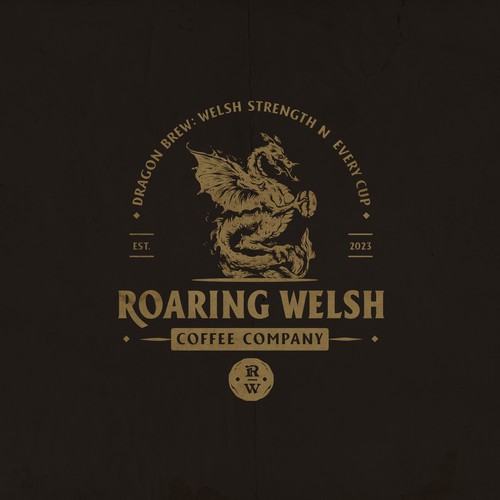 Welsh Coffee Company Logo with Dragon incorporated into the design Design by Evan.C