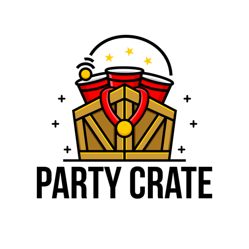 Logo for Party Crate, the box with a party inside! Design by BYRP