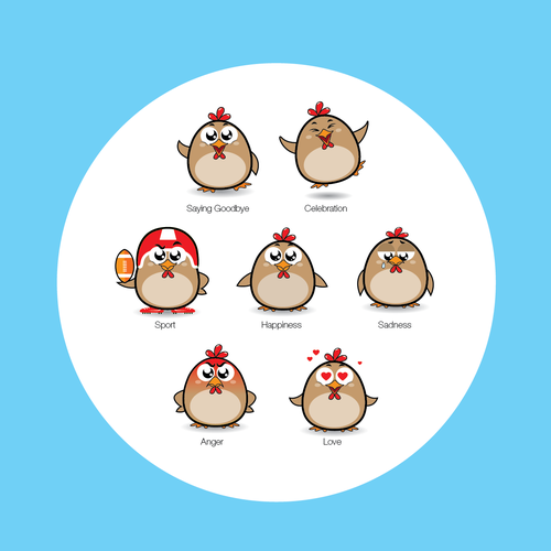 Chicken Emoji Stickers Design by giorgia.isacchi