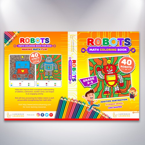 Download Robots Math Coloring Book For Kids Book Cover Needed Book Cover Contest 99designs