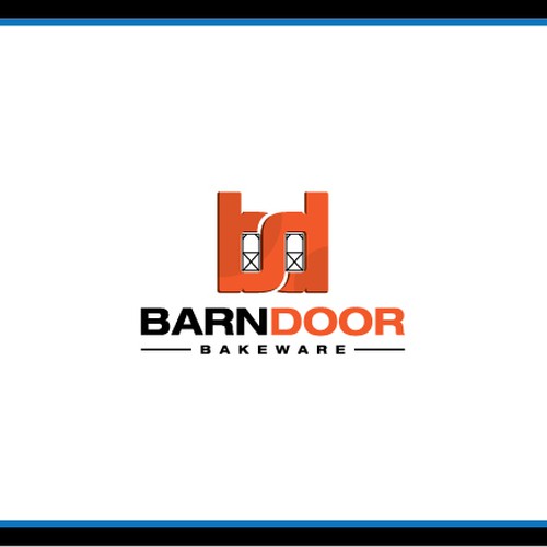 Create a "cool rustic" styled logo of a Barn Door for Barn Door Bakeware Logo Design by Keenan Design