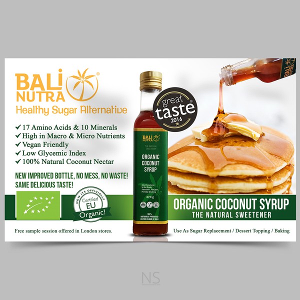 Design Print Ad For New Coconut Syrup Bottle For Uk Food Distributor Magazine Wettbewerb In Der Kategorie Postkarte Flyer Print 99designs