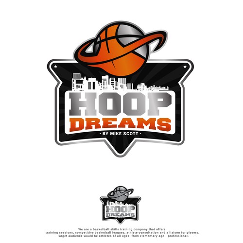 Create a sleek, athletic logo for Hoop Dreams by Mike Scott Design by Mark Takeuchi