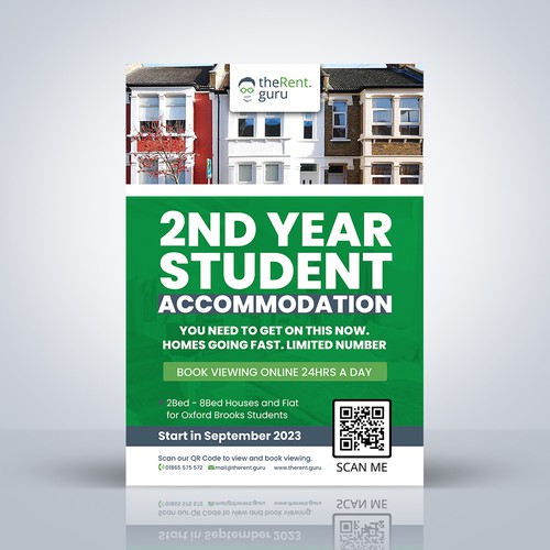 A5 Student Accommodation Flyer Design by Distinguish♐︎