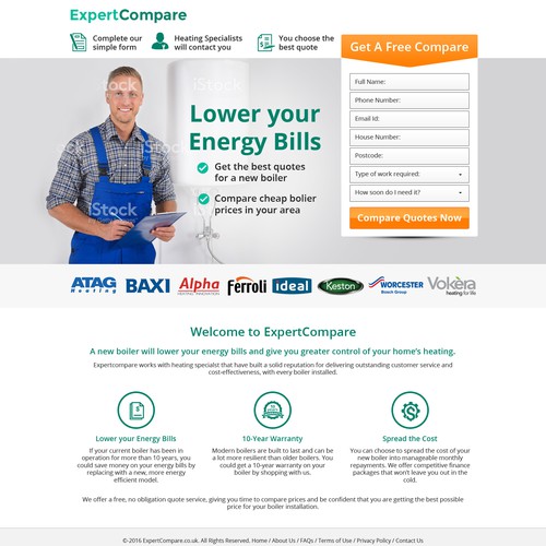 New Landing Page For Boiler Lead Generation Landing Page Design Contest 99designs