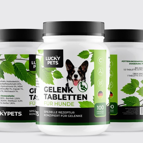 Modern label design for high quality joint tablets for dogs Design by Dimario Moretti