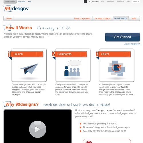 Redesign the “How it works” page for 99designs Réalisé par zero_symmetry