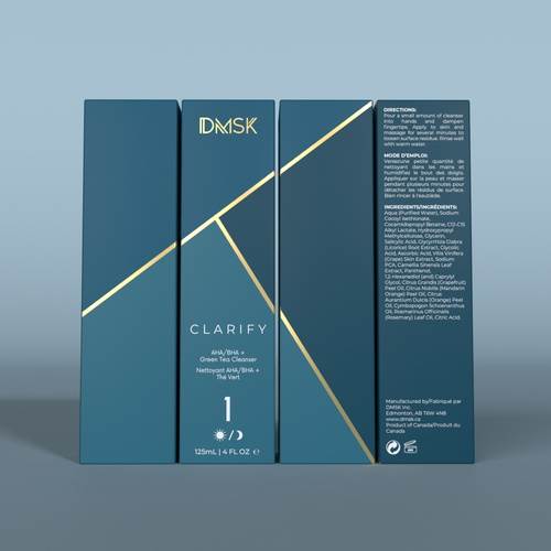 Luxury, high-end product box design for facial cleanser. Design by Tamara.D