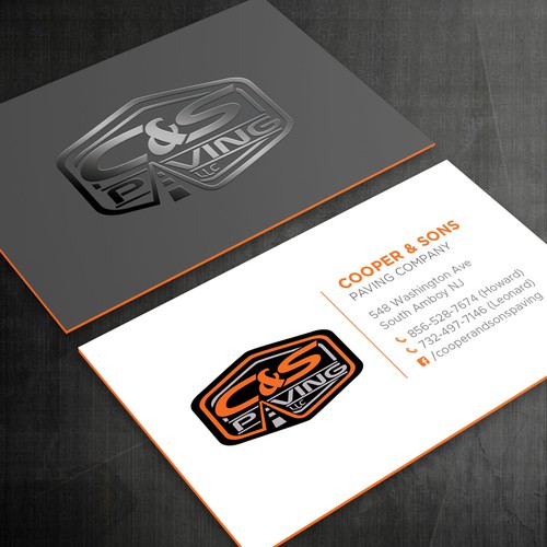 We are an asphalt paving company  card with character, style, stands out from everyone nothing bland no white ,add stuff Design by Felix SH