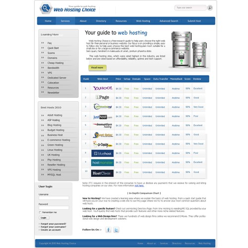 Redesign WebHostingChoice.com Design by peridot