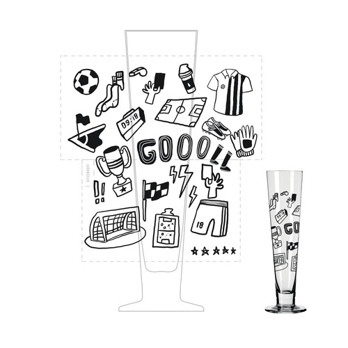 "Illustration for drinking glasses for soccer/football fans" winning Illustration or graphics