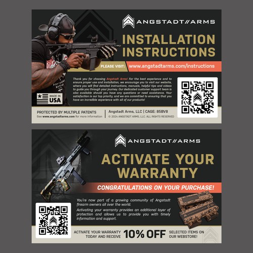 Warranty activation flyer for gun company (postcard) Design by Alphabet ♥