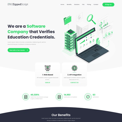 Design a Modern 1 page website for a software Startup! Design by Webenix Solutions