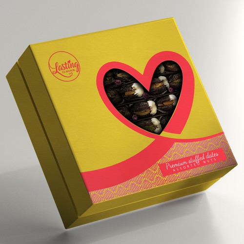 We need a powerful package design for our new assorted stuffed dates product Design by IleanaP