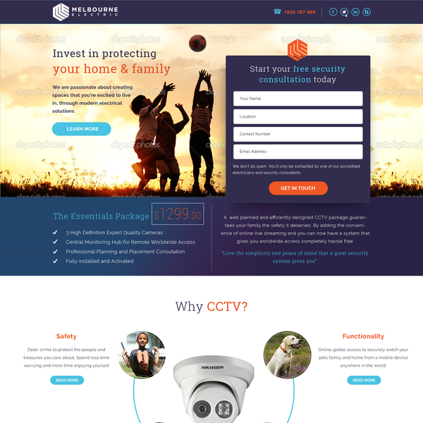 Melbourne Electric landing page ...