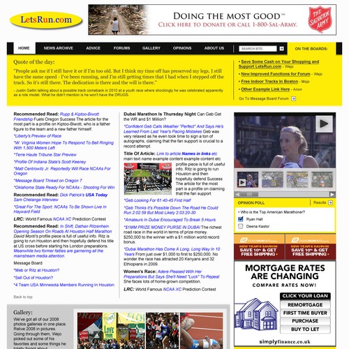 LetsRun.com Homepage Re-Design/Cleanup Diseño de MrPete