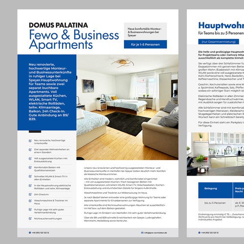 Designs | Business Exposé Design for Corporate Apartments (A4, 3-4 ...