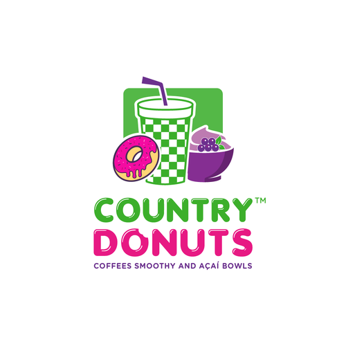 Diseño de We need a modern exciting logo to encompasses our Name Country Donuts Coffee smoothy bowls de ropix