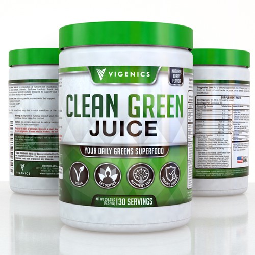 Design a Modern Label for a Brand New Green Juice Superfood Company