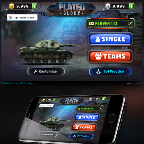 Design a main page for a mean tanks artillery mobile game Design by weirdeetz