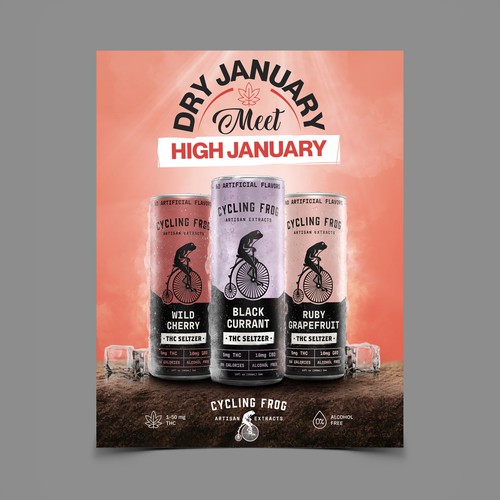 Create a 'Dry January meets High January' poster.  Have Fun, Be Creative, Open to all suggestions. Design by laxman2creative