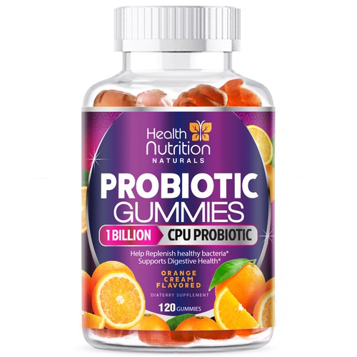 Healthy Probiotic Gummies Label needed for Health Nutrition Design by agooshe