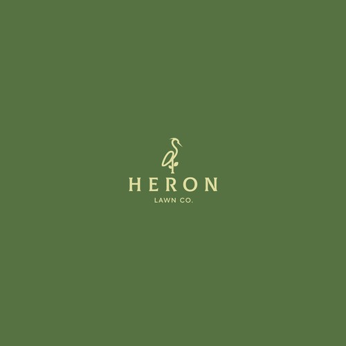 Modern Lawn Care Business with Heron Design by Logo bro