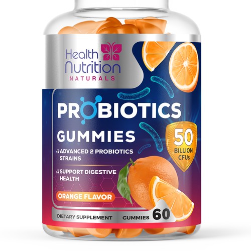 Healthy Probiotic Gummies Label needed for Health Nutrition Design by JOHN's_AlphaCreation