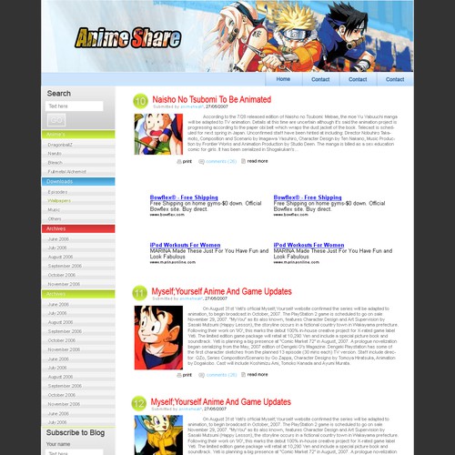 Web design need for anime site, Web page design contest