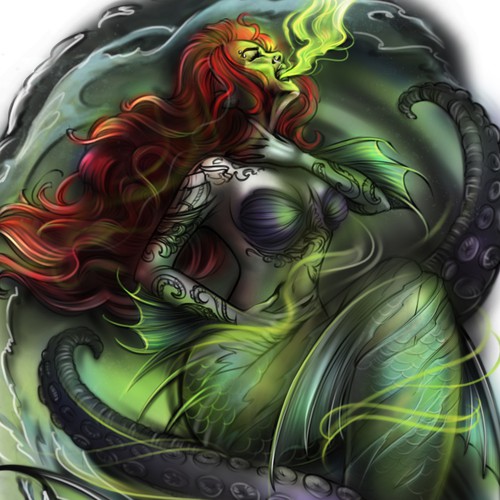 Design a realism tattoo featuring a dark version of the Little Mermaid Design by Diana Silence