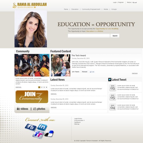 Queen Rania's official website – Queen of Jordan Design por b_benchmark